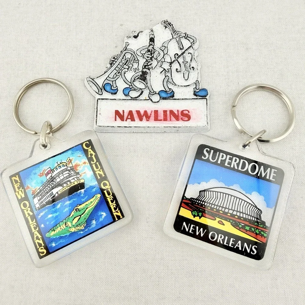 Vintage New Orleans LA Keychain Magnet Lot Nawlins Super Dome Cajun Queen Travel